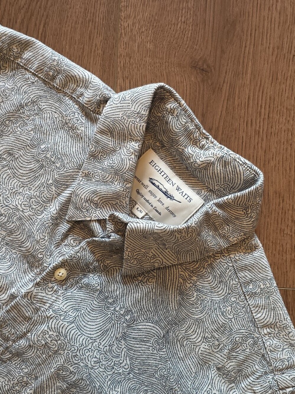 Eighteen Waits - Dylan Short Sleeve Japanese Wave Shirt - Large - White